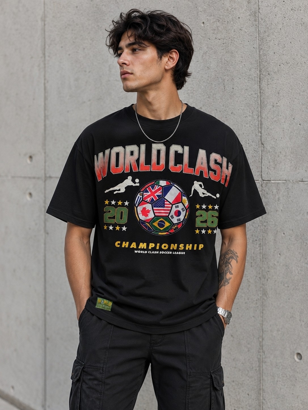 Zara Black 'World Clash' Multicolor Graphic Short-Sleeve Tee